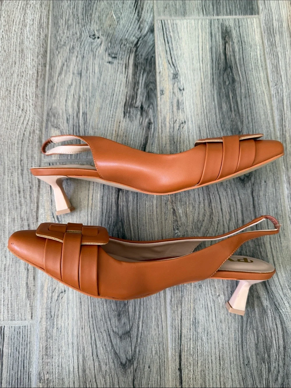 Woven Pointed Slingback Flats in Cognac Brown